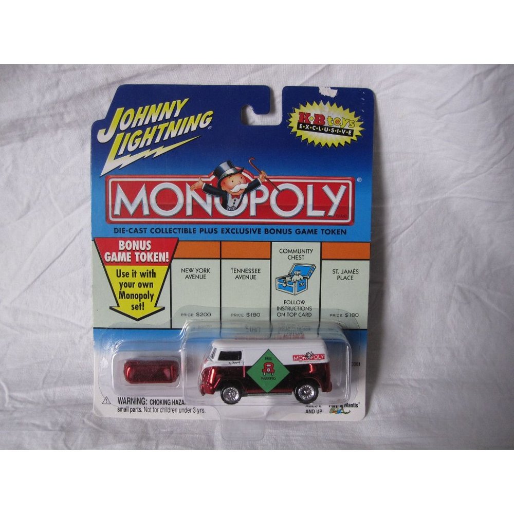 NEW Johnny Lightning Monopoly Free Parking '60‎ VW Van/Bus + Game Token Diecast